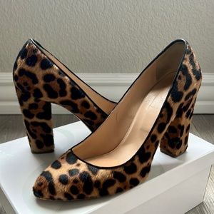 J. Crew Collection Etta Leopard block pump